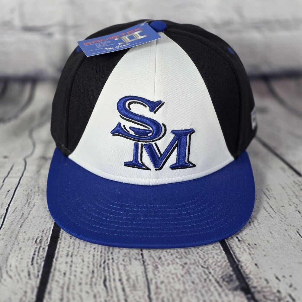 The Game Pro GP700 SM Logo Hat Black White Royal Sz 7 1/4The Game Pro GP700...